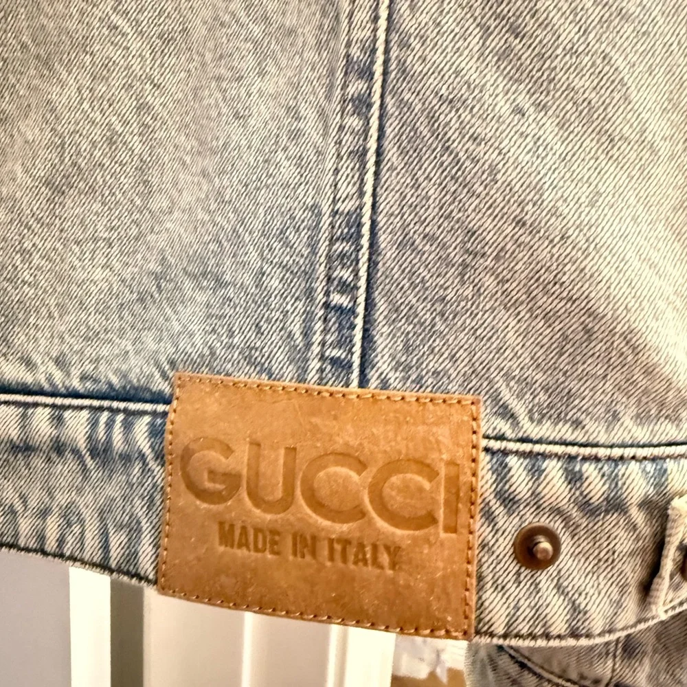 Gucci• Reversible Light Blue Denim & Beige GG Monogram Jacket